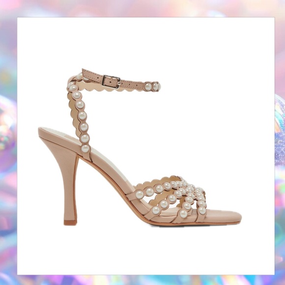 Dolce Vita Pearl-Embellished Nude Heels Size 7 New - Picture 3 of 8
